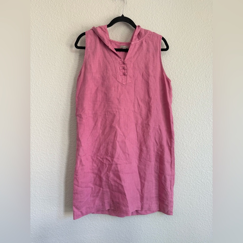 J. Jill medium Pink Sleeveless Linen Dress with hood